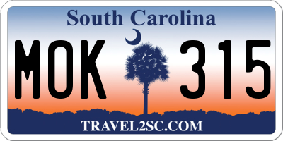SC license plate MOK315