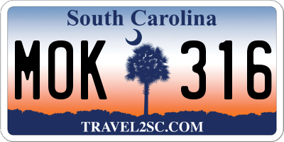 SC license plate MOK316