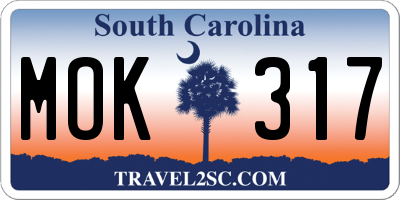 SC license plate MOK317