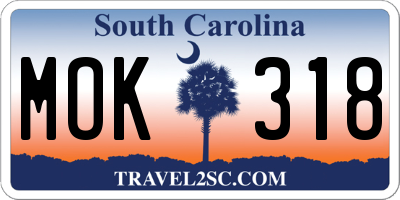 SC license plate MOK318