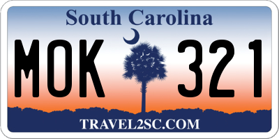 SC license plate MOK321