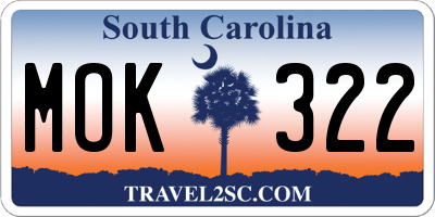 SC license plate MOK322