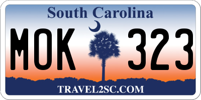 SC license plate MOK323