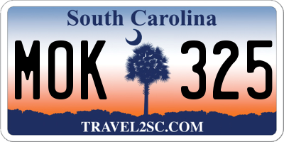 SC license plate MOK325
