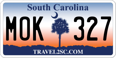SC license plate MOK327