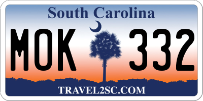 SC license plate MOK332