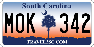 SC license plate MOK342