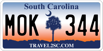SC license plate MOK344