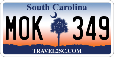 SC license plate MOK349