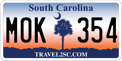 SC license plate MOK354