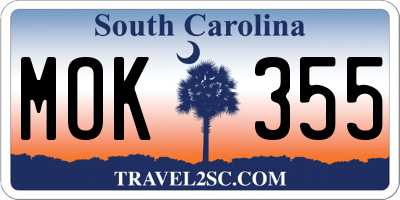 SC license plate MOK355