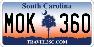 SC license plate MOK360