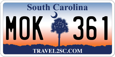 SC license plate MOK361