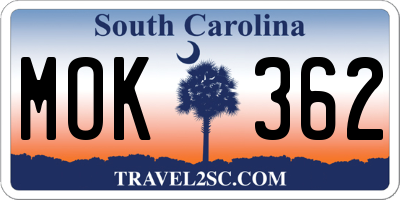 SC license plate MOK362