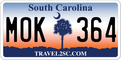 SC license plate MOK364