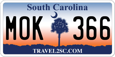 SC license plate MOK366