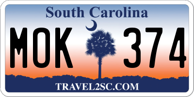 SC license plate MOK374