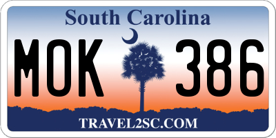 SC license plate MOK386