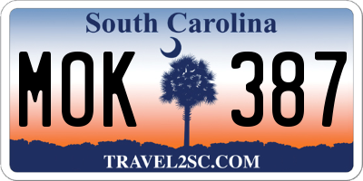 SC license plate MOK387