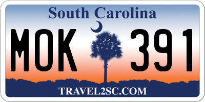 SC license plate MOK391