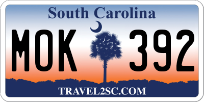 SC license plate MOK392