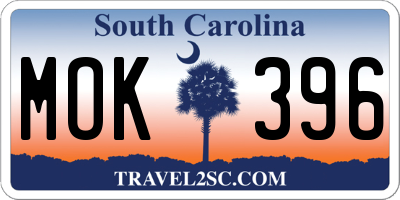 SC license plate MOK396