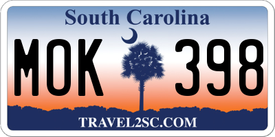 SC license plate MOK398