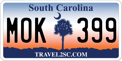 SC license plate MOK399