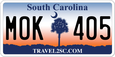 SC license plate MOK405