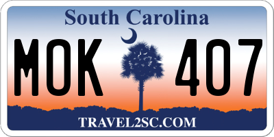 SC license plate MOK407