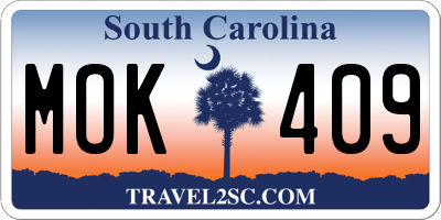 SC license plate MOK409