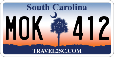SC license plate MOK412