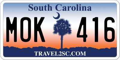 SC license plate MOK416