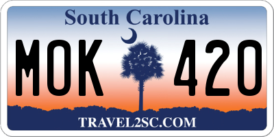 SC license plate MOK420