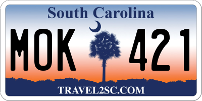 SC license plate MOK421