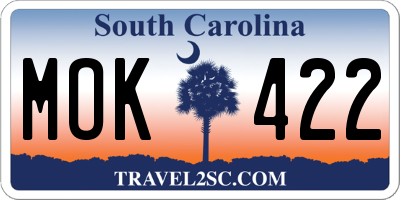 SC license plate MOK422