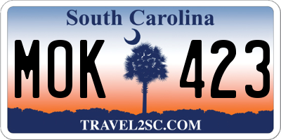 SC license plate MOK423