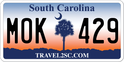 SC license plate MOK429