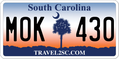 SC license plate MOK430