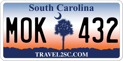 SC license plate MOK432