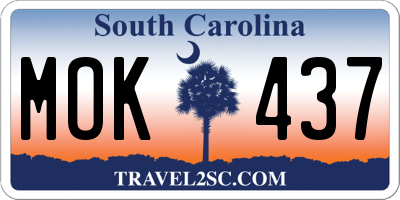 SC license plate MOK437