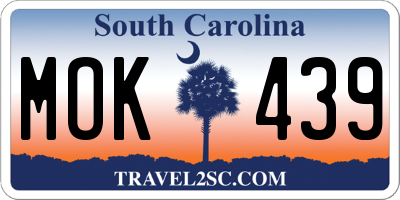 SC license plate MOK439
