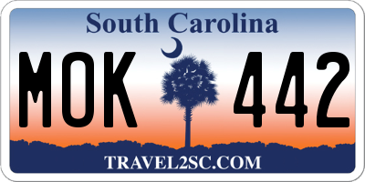 SC license plate MOK442