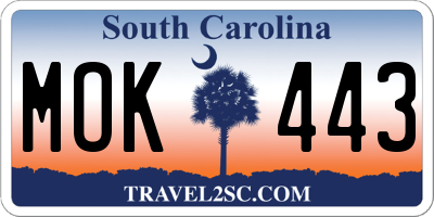 SC license plate MOK443