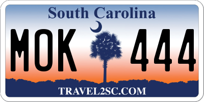 SC license plate MOK444