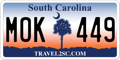 SC license plate MOK449