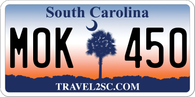 SC license plate MOK450