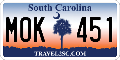 SC license plate MOK451