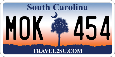 SC license plate MOK454