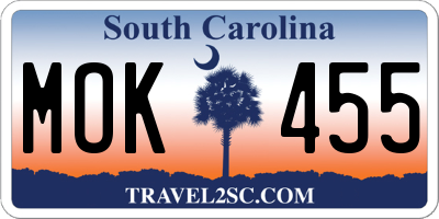 SC license plate MOK455